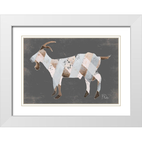 Rustic Plaid Goat White Modern Wood Framed Art Print with Double Matting by Pinto, Patricia