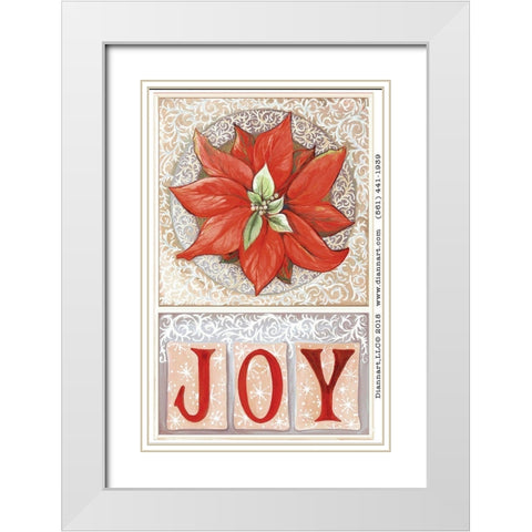 Poinsettia Joy White Modern Wood Framed Art Print with Double Matting by Diannart
