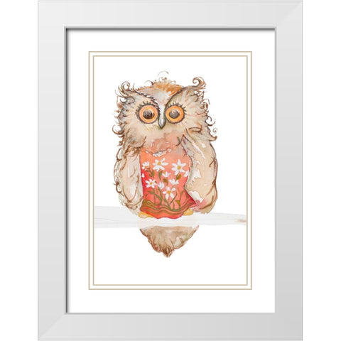 Morning Owl White Modern Wood Framed Art Print with Double Matting by Diannart