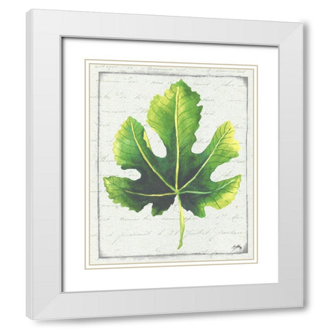 Emerald Leaf I White Modern Wood Framed Art Print with Double Matting by Medley, Elizabeth