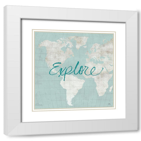 Explore The World White Modern Wood Framed Art Print with Double Matting by Medley, Elizabeth