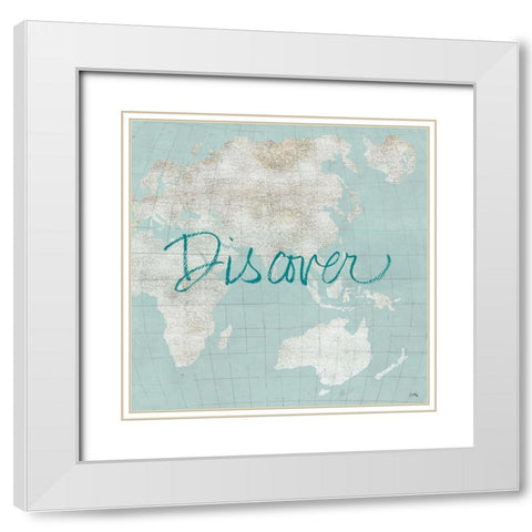 Discover The World White Modern Wood Framed Art Print with Double Matting by Medley, Elizabeth