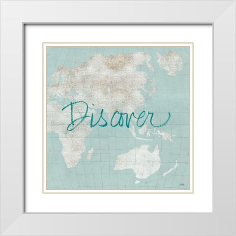 Discover The World White Modern Wood Framed Art Print with Double Matting by Medley, Elizabeth