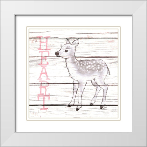 Deer Heart White Modern Wood Framed Art Print with Double Matting by Metz, Andi