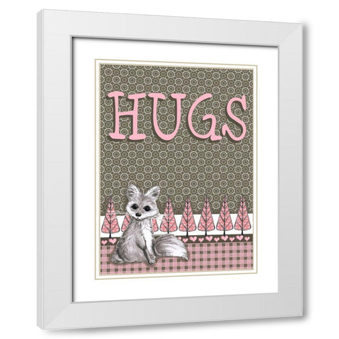 Fox Hugs White Modern Wood Framed Art Print with Double Matting by Metz, Andi