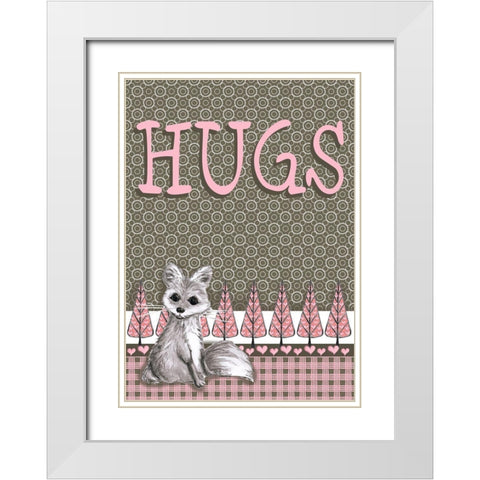 Fox Hugs White Modern Wood Framed Art Print with Double Matting by Metz, Andi