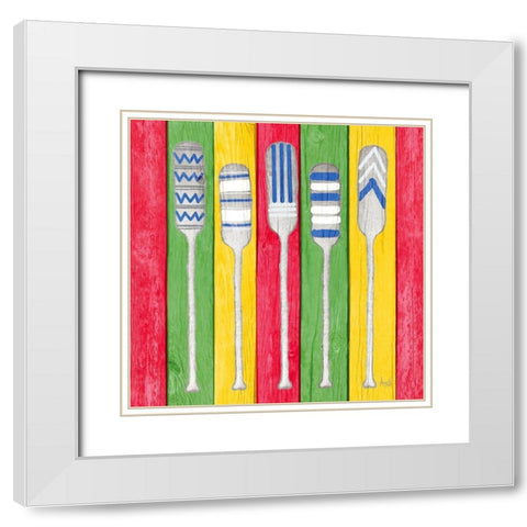Oars on Tropical Board II White Modern Wood Framed Art Print with Double Matting by Metz, Andi