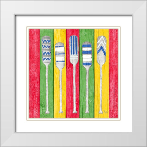 Oars on Tropical Board II White Modern Wood Framed Art Print with Double Matting by Metz, Andi