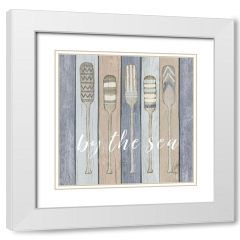 Oars by the Sea White Modern Wood Framed Art Print with Double Matting by Metz, Andi