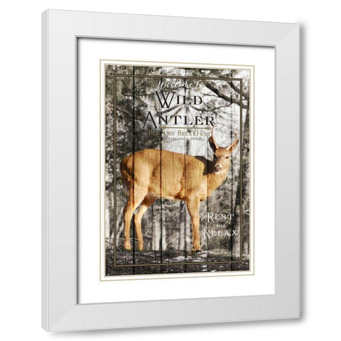 Wild Antler White Modern Wood Framed Art Print with Double Matting by Metz, Andi