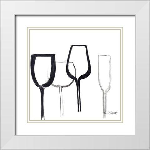 Wine Party Square I White Modern Wood Framed Art Print with Double Matting by Loreth, Lanie
