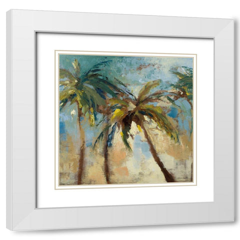 Island Morning Palms Square I White Modern Wood Framed Art Print with Double Matting by Loreth, Lanie