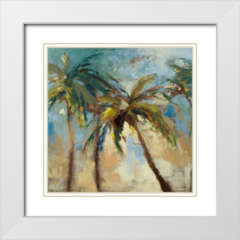 Island Morning Palms Square I White Modern Wood Framed Art Print with Double Matting by Loreth, Lanie