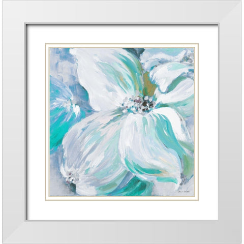Blue Flower Song II White Modern Wood Framed Art Print with Double Matting by Loreth, Lanie