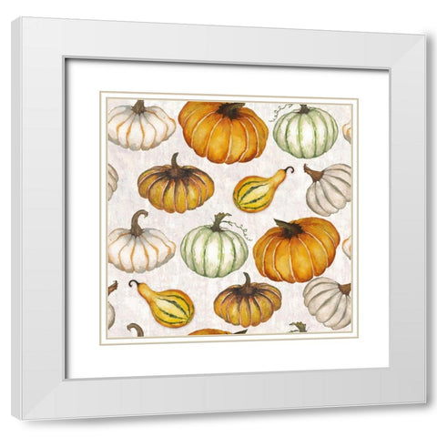 Pumpkin Pattern White Modern Wood Framed Art Print with Double Matting by Medley, Elizabeth