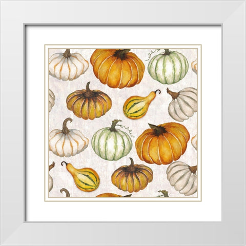 Pumpkin Pattern White Modern Wood Framed Art Print with Double Matting by Medley, Elizabeth