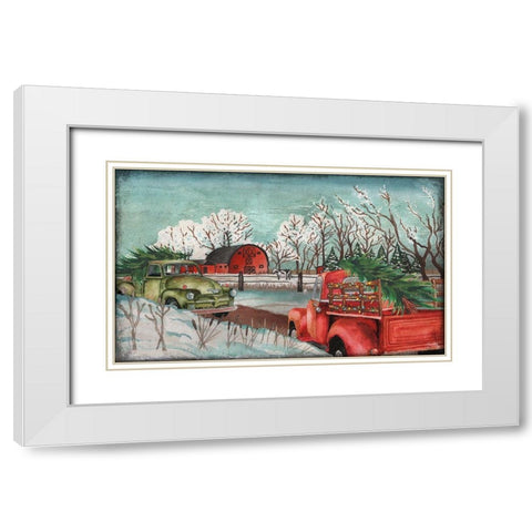 Winter Time on the Farm with Lights White Modern Wood Framed Art Print with Double Matting by Medley, Elizabeth