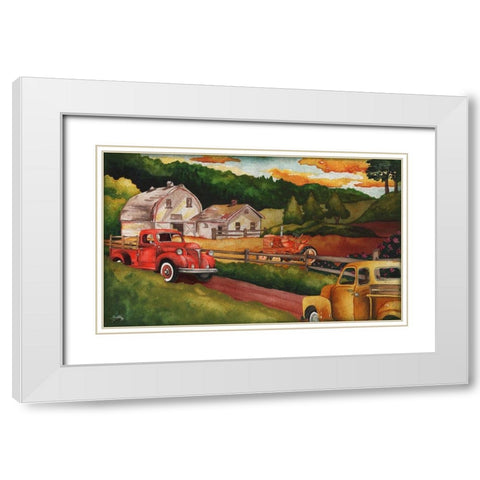 Harvest Time on the Farm White Modern Wood Framed Art Print with Double Matting by Medley, Elizabeth