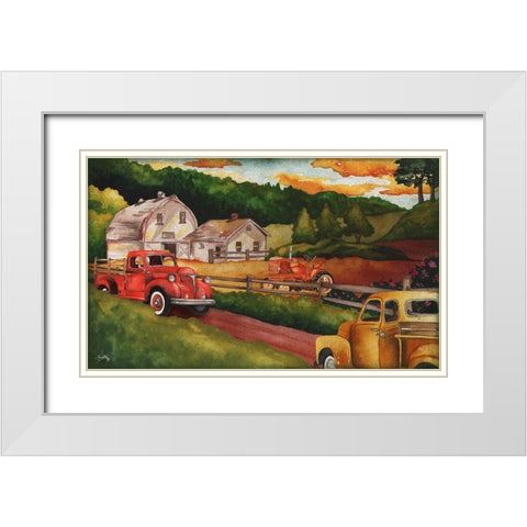 Harvest Time on the Farm White Modern Wood Framed Art Print with Double Matting by Medley, Elizabeth