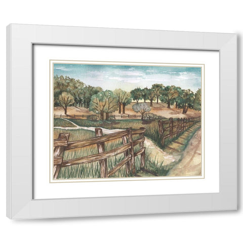 Farm Landscape White Modern Wood Framed Art Print with Double Matting by Medley, Elizabeth