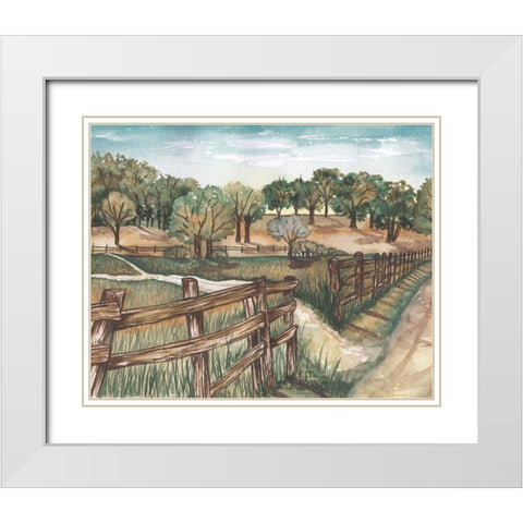 Farm Landscape White Modern Wood Framed Art Print with Double Matting by Medley, Elizabeth