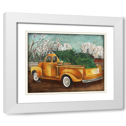 Yellow Truck and Tree III White Modern Wood Framed Art Print with Double Matting by Medley, Elizabeth