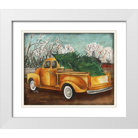 Yellow Truck and Tree III White Modern Wood Framed Art Print with Double Matting by Medley, Elizabeth