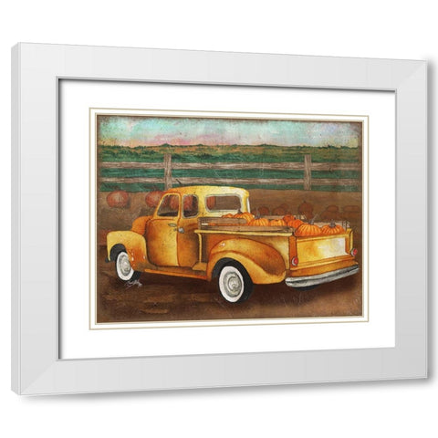 Truck Harvest II White Modern Wood Framed Art Print with Double Matting by Medley, Elizabeth