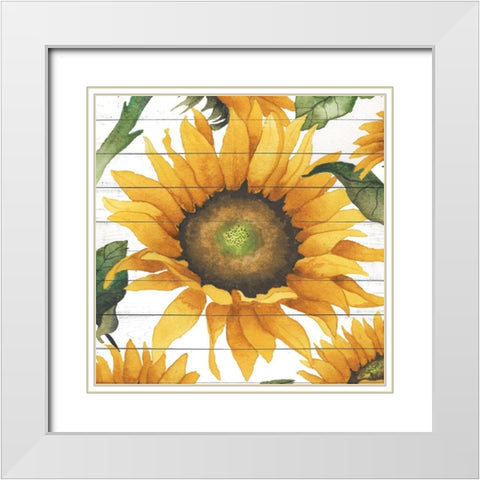 Happy Sunflower I White Modern Wood Framed Art Print with Double Matting by Medley, Elizabeth