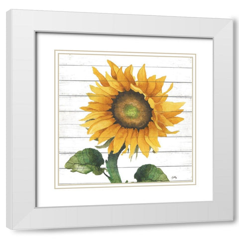 Happy Sunflower II White Modern Wood Framed Art Print with Double Matting by Medley, Elizabeth