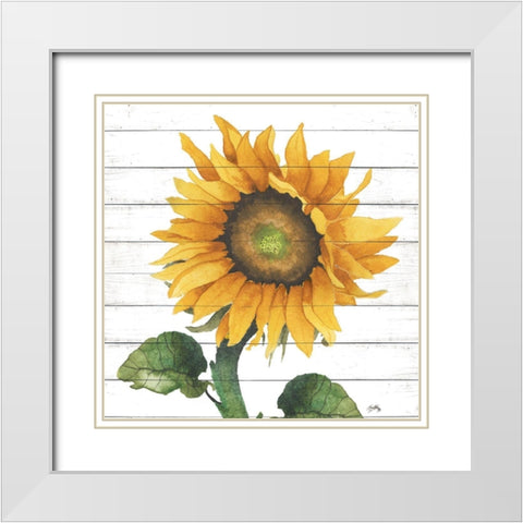 Happy Sunflower II White Modern Wood Framed Art Print with Double Matting by Medley, Elizabeth