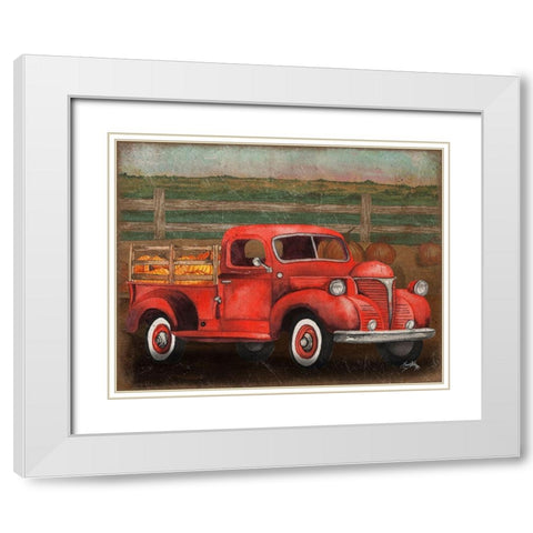 Truck Harvest III White Modern Wood Framed Art Print with Double Matting by Medley, Elizabeth