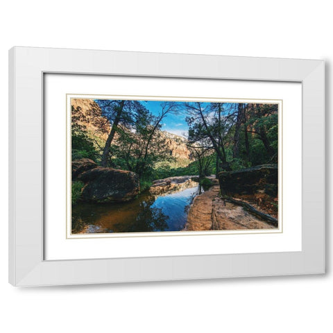 Summers Stream I White Modern Wood Framed Art Print with Double Matting by Stewart, Wil