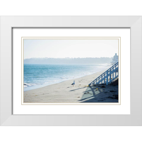 Beach Stroll White Modern Wood Framed Art Print with Double Matting by Stewart, Wil