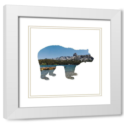 Lake Scenery Bear White Modern Wood Framed Art Print with Double Matting by Stewart, Wil