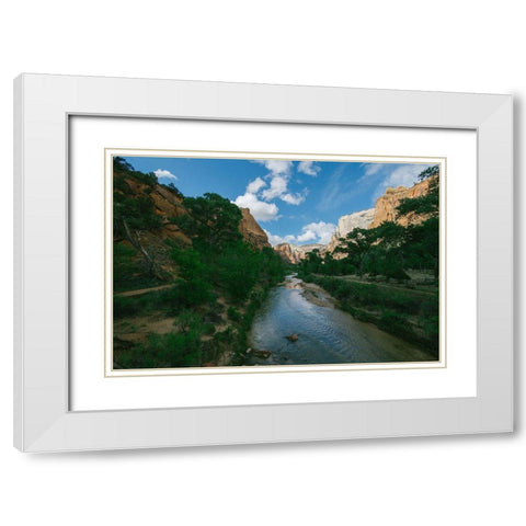 Summers Stream II White Modern Wood Framed Art Print with Double Matting by Stewart, Wil