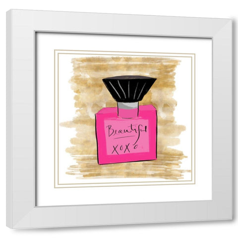 Diva Perfume White Modern Wood Framed Art Print with Double Matting by SD Graphics Studio