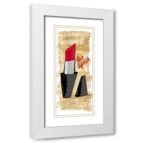 Love Lipstick Panel White Modern Wood Framed Art Print with Double Matting by SD Graphics Studio