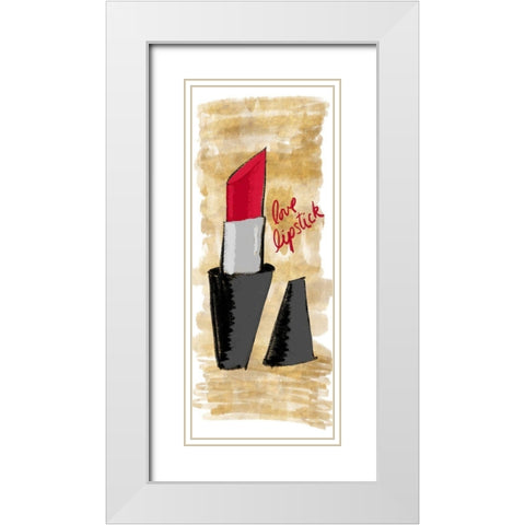Love Lipstick Panel White Modern Wood Framed Art Print with Double Matting by SD Graphics Studio