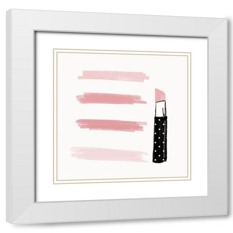 Pink Shades White Modern Wood Framed Art Print with Double Matting by SD Graphics Studio