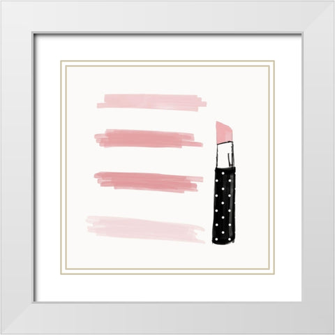 Pink Shades White Modern Wood Framed Art Print with Double Matting by SD Graphics Studio
