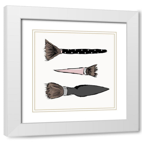 Makeup Brushes White Modern Wood Framed Art Print with Double Matting by SD Graphics Studio