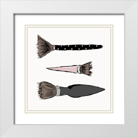 Makeup Brushes White Modern Wood Framed Art Print with Double Matting by SD Graphics Studio