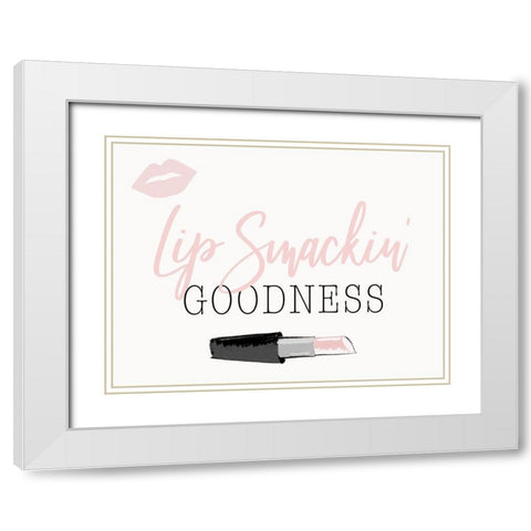 Lip Smackin Goodness White Modern Wood Framed Art Print with Double Matting by SD Graphics Studio