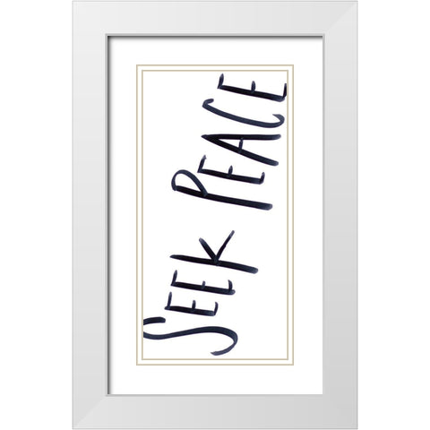 Peaceful Panel III White Modern Wood Framed Art Print with Double Matting by SD Graphics Studio