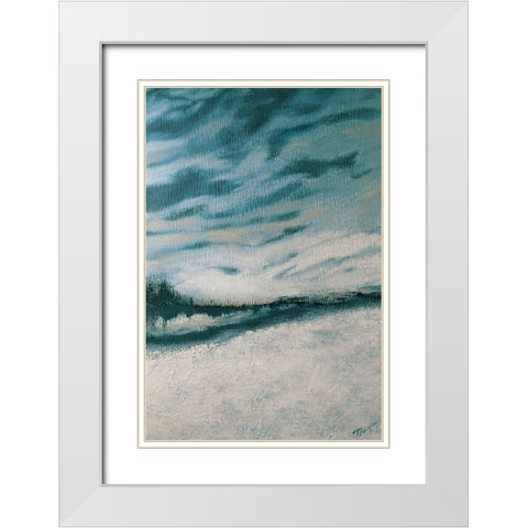 Winters Edge I White Modern Wood Framed Art Print with Double Matting by Hakimipour, Tiffany