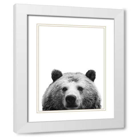 Furry Friend White Modern Wood Framed Art Print with Double Matting by SD Graphics Studio