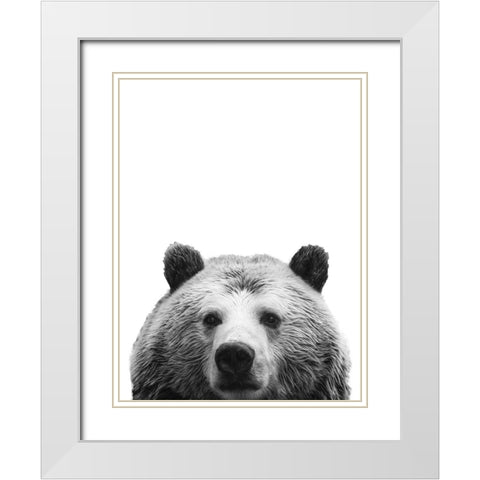 Furry Friend White Modern Wood Framed Art Print with Double Matting by SD Graphics Studio
