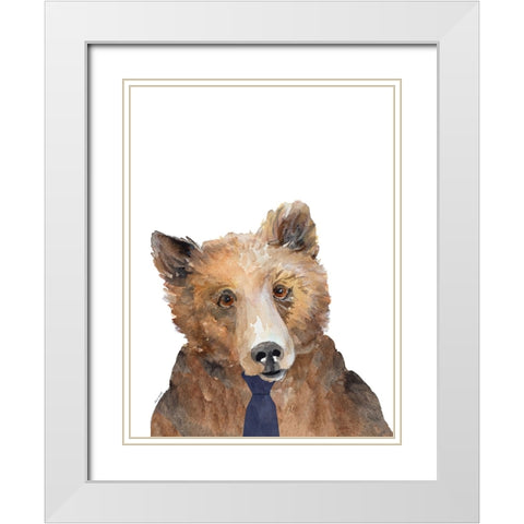 Business Bear White Modern Wood Framed Art Print with Double Matting by Loreth, Lanie