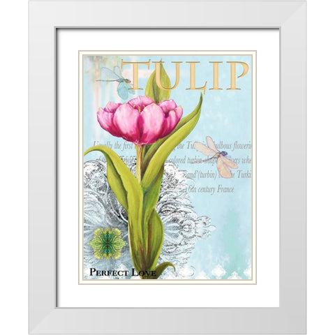 Elegant Tulip I White Modern Wood Framed Art Print with Double Matting by Diannart